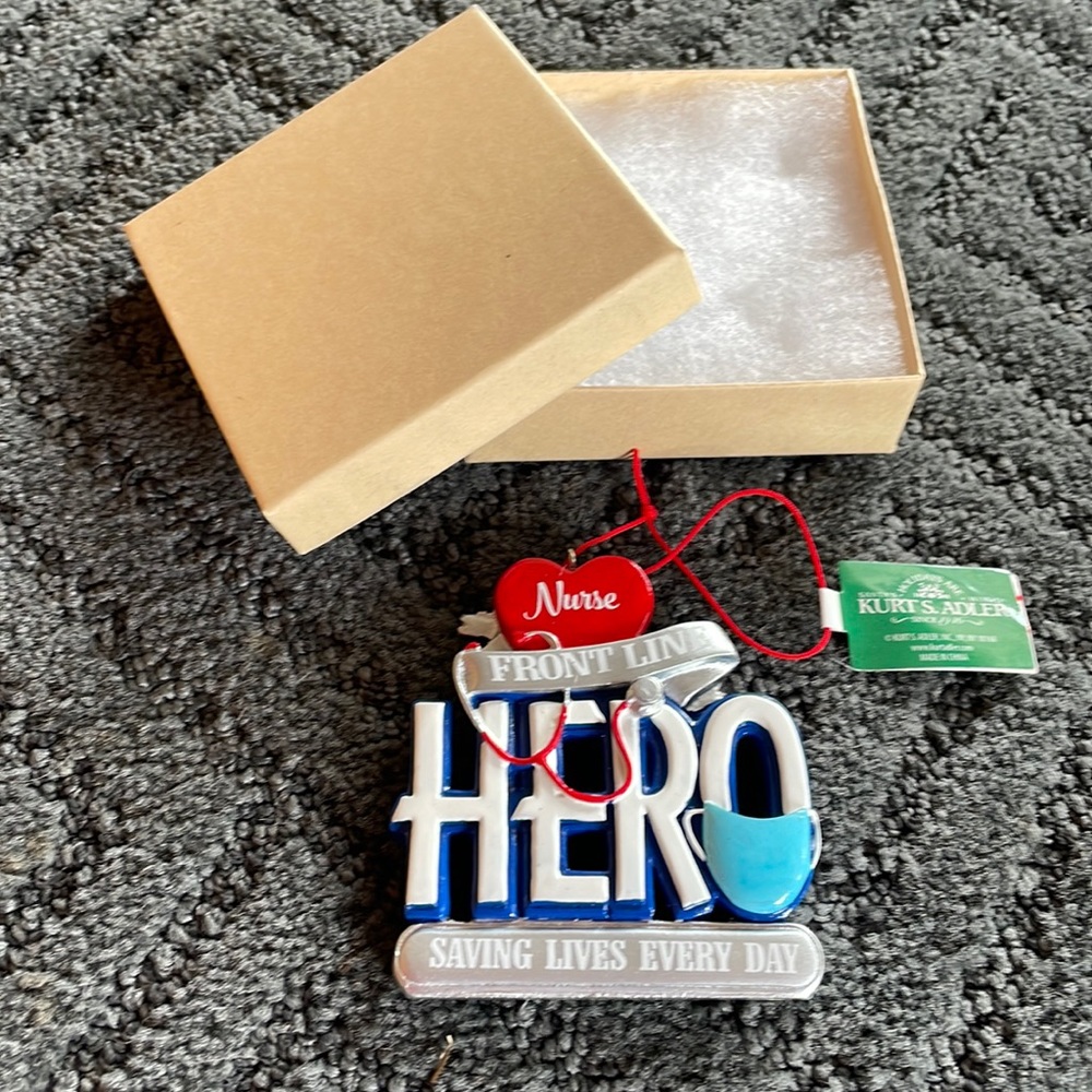 Kurt Adler- Nurse “Front Line HERO” Ornament (with box as shown) NWT